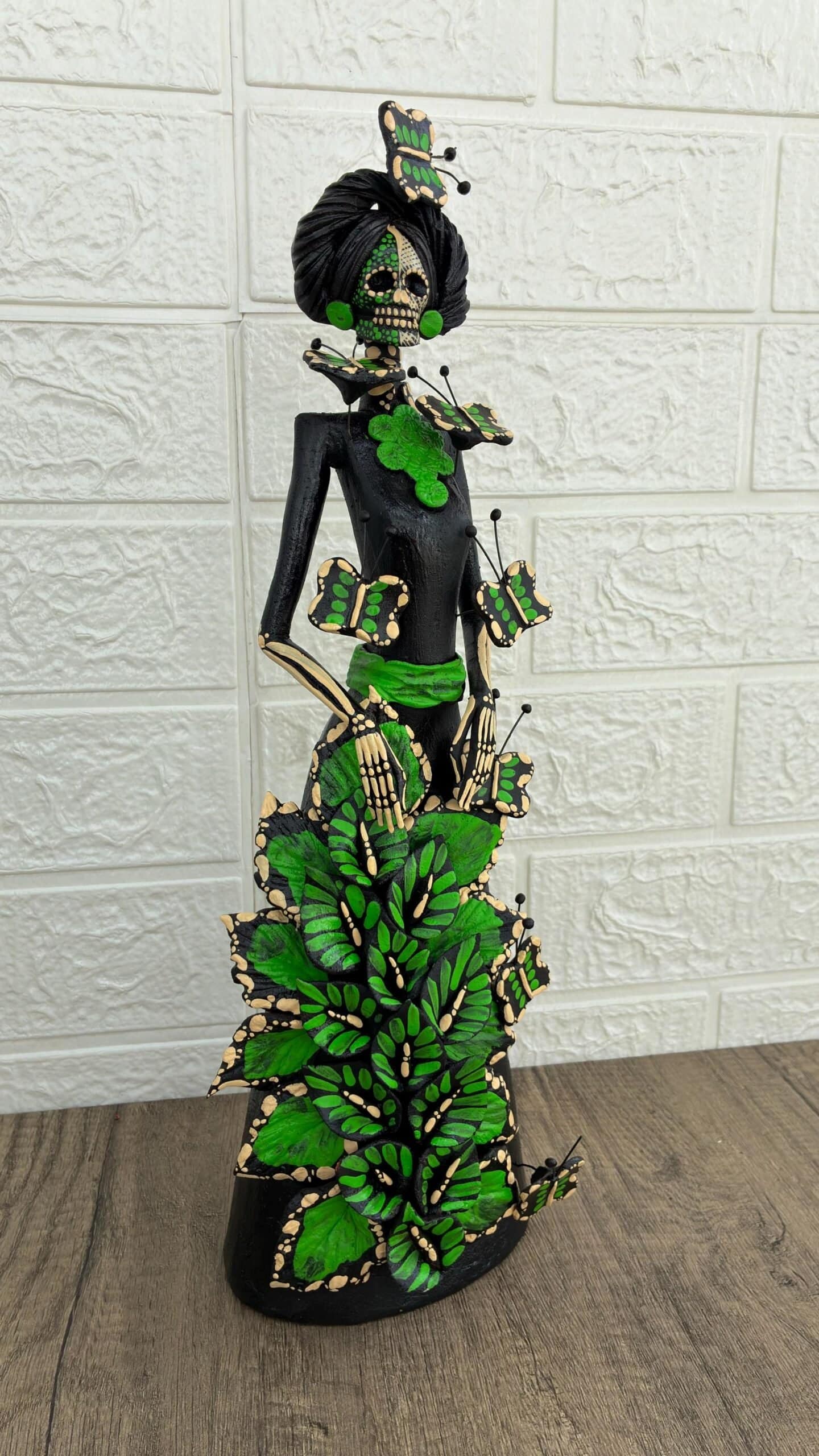 Catrina Skull Frida Kahlo Doll  Michoacan Mexico Made by Artisans Day Of The Dead  Human Skeleton  Mexican Decorations  Sugar Skull 13.8” T - Image 2