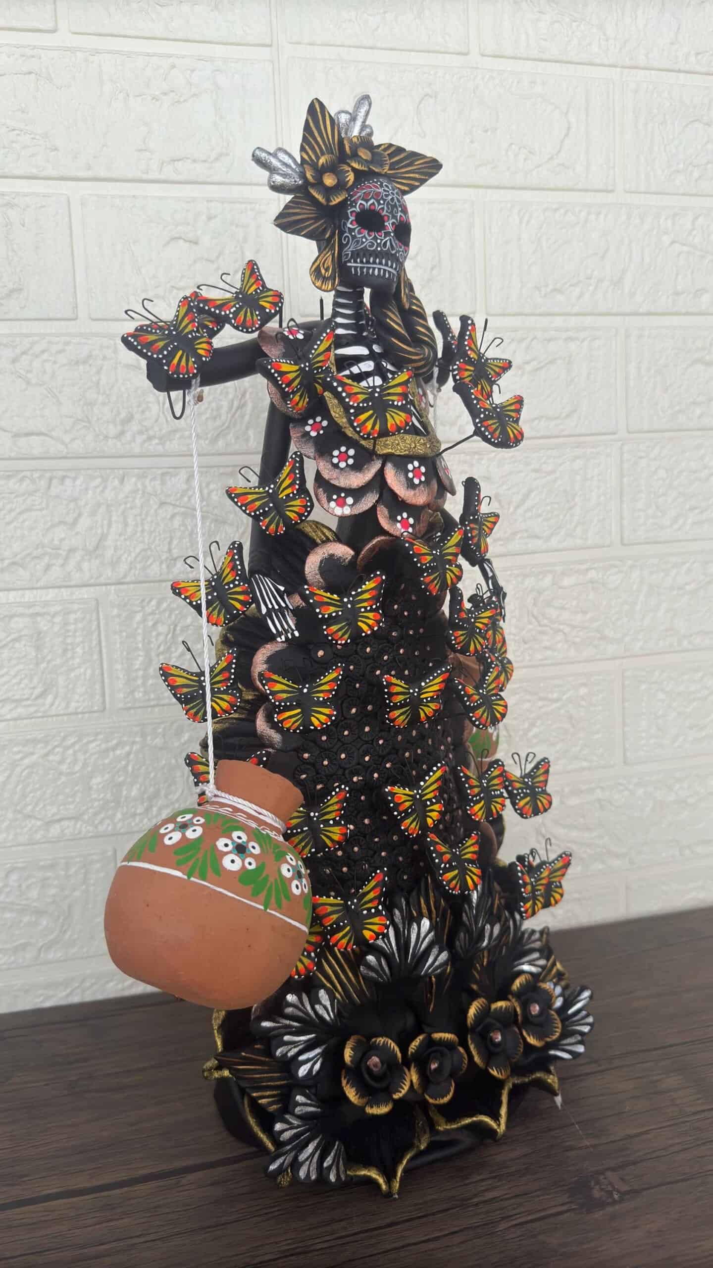 Catrina Skull Frida Kahlo Doll  Michoacan Mexico Made by Artisans Day Of The Dead  Human Skeleton  Mexican Decorations  Sugar Skull 21 6 - Image 3