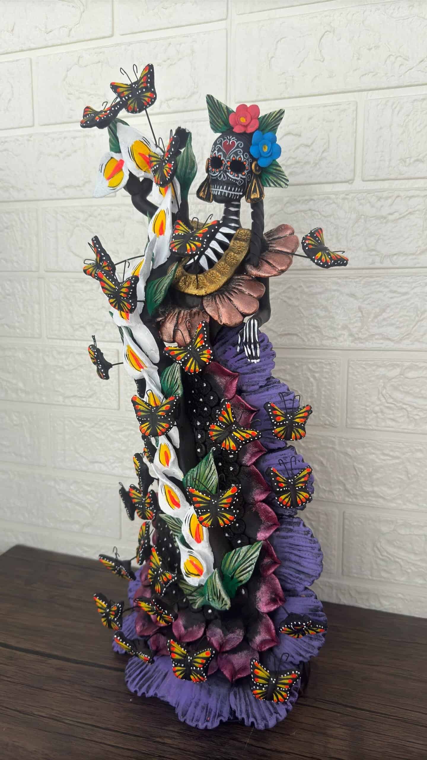 Catrina Skull Frida Kahlo Doll  Michoacan Mexico Made by Artisans Day Of The Dead  Human Skeleton  Mexican Decorations  Sugar Skull 21 6 - Image 3