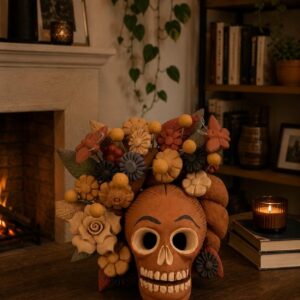 Pigment Clay Skull Día De Los Muertos Frida Artistic  Oaxaca México By Artisans Handmade Crafts, Home Decor Folk Art,  Pigmentos Naturales