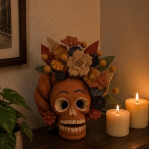 Pigment Clay Skull Día De Los Muertos Frida Artistic  Oaxaca México By Artisans Handmade Crafts, Home Decor Folk Art,  Pigmentos Naturales