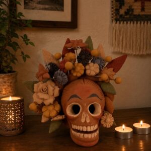 Pigment Clay Skull Día De Los Muertos Frida Artistic  Oaxaca México By Artisans Handmade Crafts, Home Decor Folk Art,  Pigmentos Naturales
