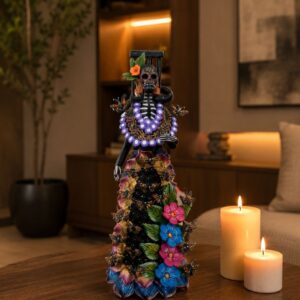 Catrina Skull Frida Kahlo Doll  Michoacan Mexico Made by Artisans Day Of The Dead  Human Skeleton  Mexican Decorations  Sugar Skull 16” T
