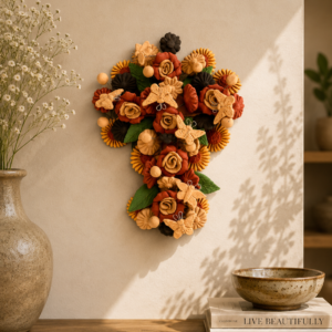 Crucifix Butterflie Roses, Folk art Cross Sculpture, Mexican Wall Hanging, Cross Figurine, Engobes Blancos Estado de México By Artisans