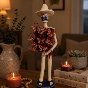 Catrin  Skull Elegant  Doll  Michoacan Mexico Made by Artisans Day Of The Dead  Human Skeleton  Mexican Decorations  Sugar Skull 13” T
