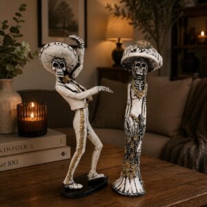Catrina, Day Of The Dead, Human Skeleton Mexican Catrina, Skull Sculpture, Skeleton Couple (2), Día De Los Muertos Ofrenda Home Decor