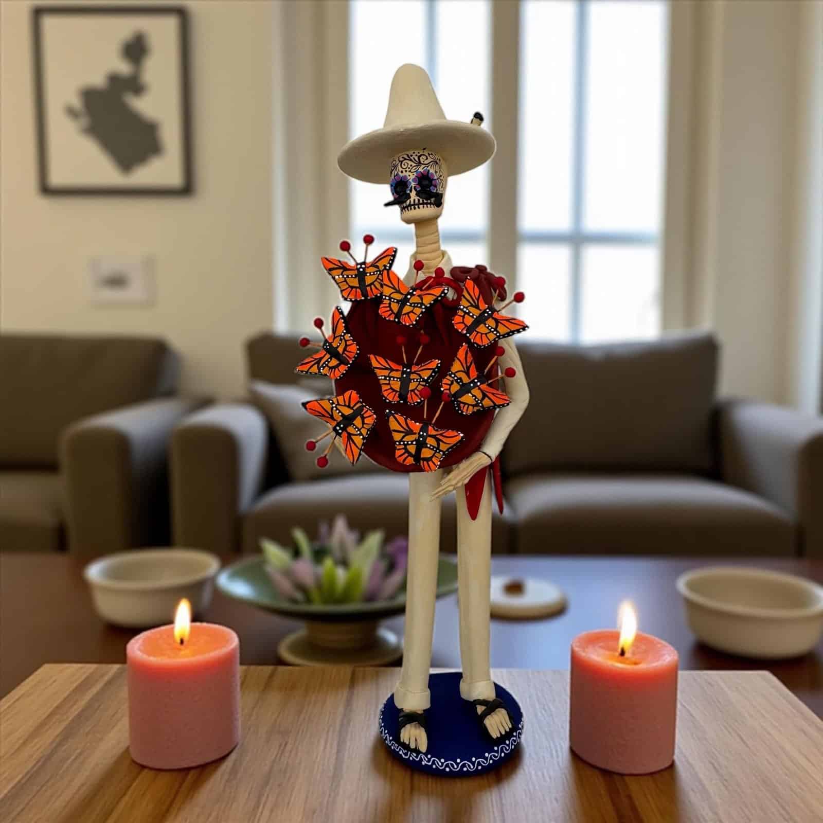 Catrin  Skull Elegant  Doll  Michoacan Mexico Made by Artisans Day Of The Dead  Human Skeleton  Mexican Decorations  Sugar Skull 13” T - Image 1