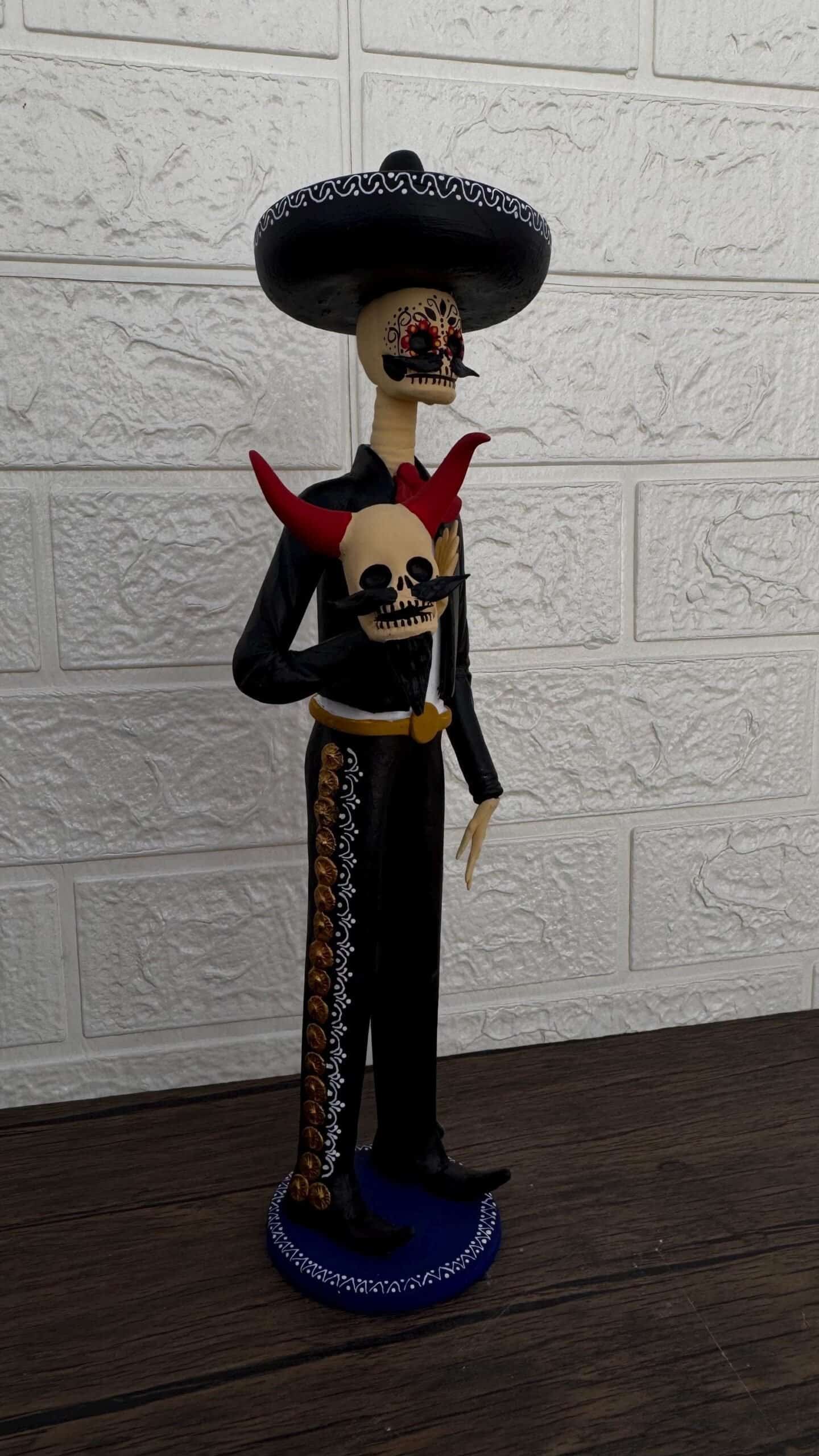 Catrin  Skull Elegant  Doll  Michoacan Mexico Made by Artisans Day Of The Dead  Human Skeleton  Mexican Decorations  Sugar Skull 13” T - Image 2