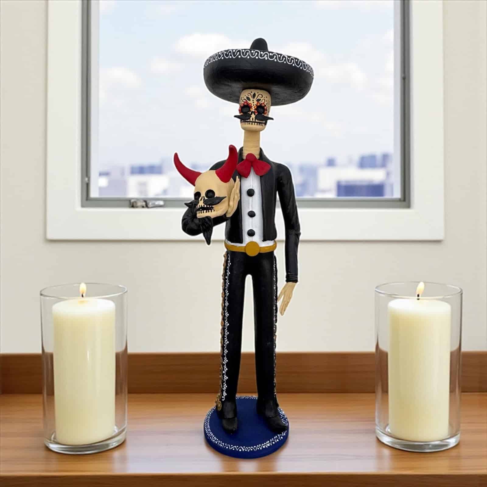 Catrin  Skull Elegant  Doll  Michoacan Mexico Made by Artisans Day Of The Dead  Human Skeleton  Mexican Decorations  Sugar Skull 13” T - Image 1