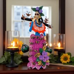 Catrina Skull Frida Kahlo Doll  Michoacan Mexico Made by Artisans Day Of The Dead  Human Skeleton  Mexican Decorations  Sugar Skull 16” T