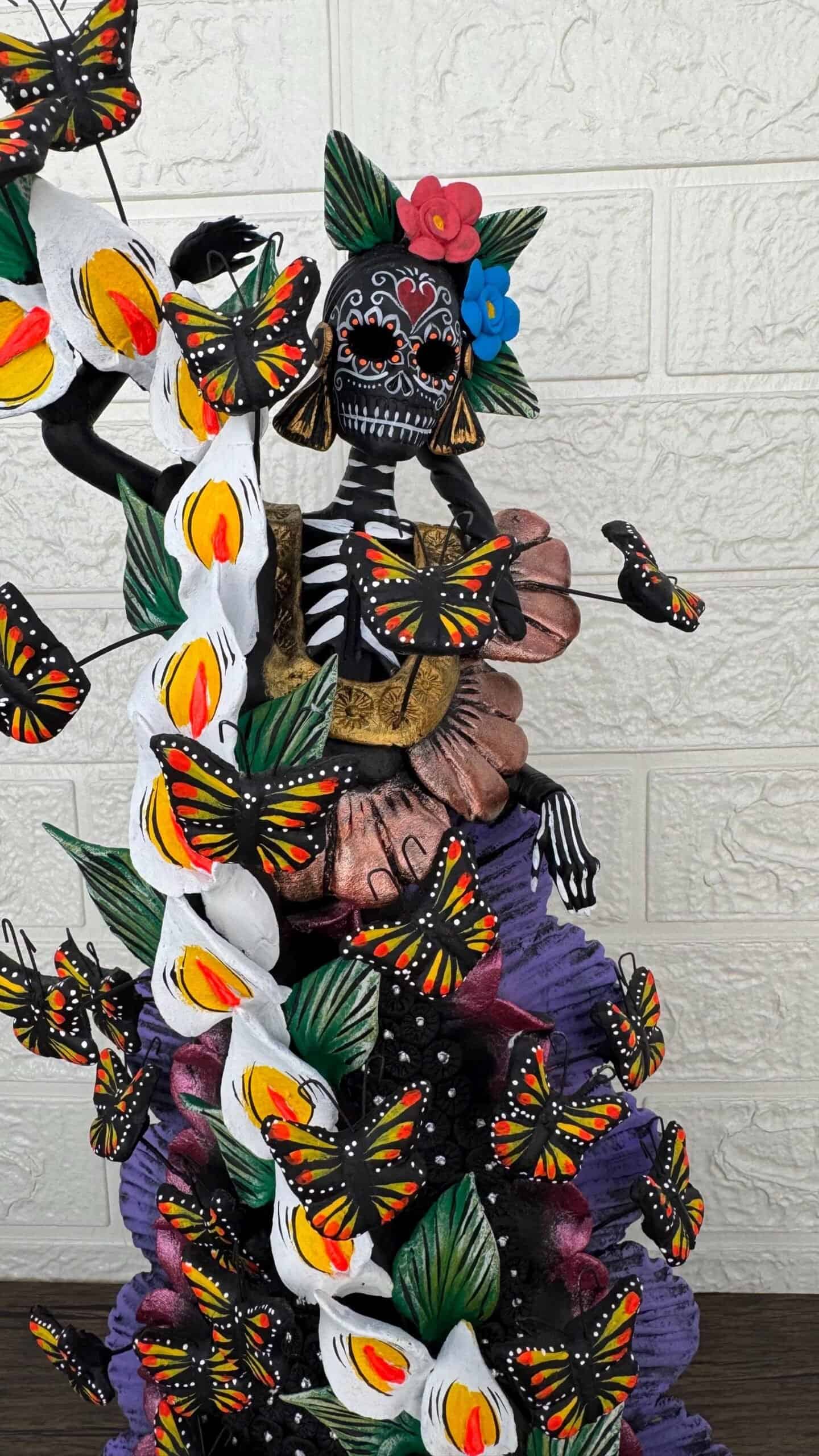 Catrina Skull Frida Kahlo Doll  Michoacan Mexico Made by Artisans Day Of The Dead  Human Skeleton  Mexican Decorations  Sugar Skull 21 6 - Image 2