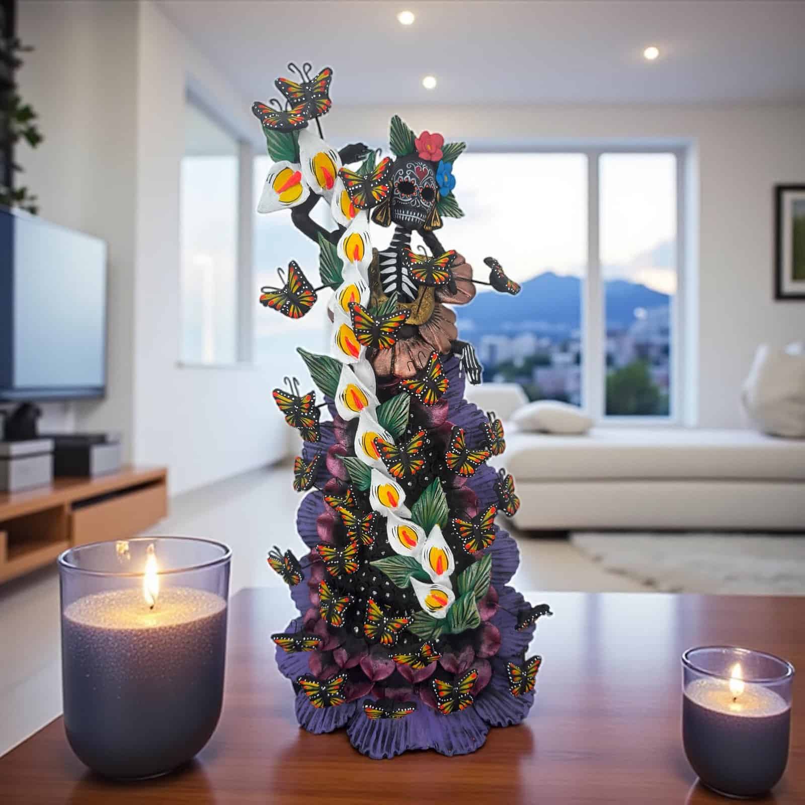 Catrina Skull Frida Kahlo Doll  Michoacan Mexico Made by Artisans Day Of The Dead  Human Skeleton  Mexican Decorations  Sugar Skull 21 6 - Image 1