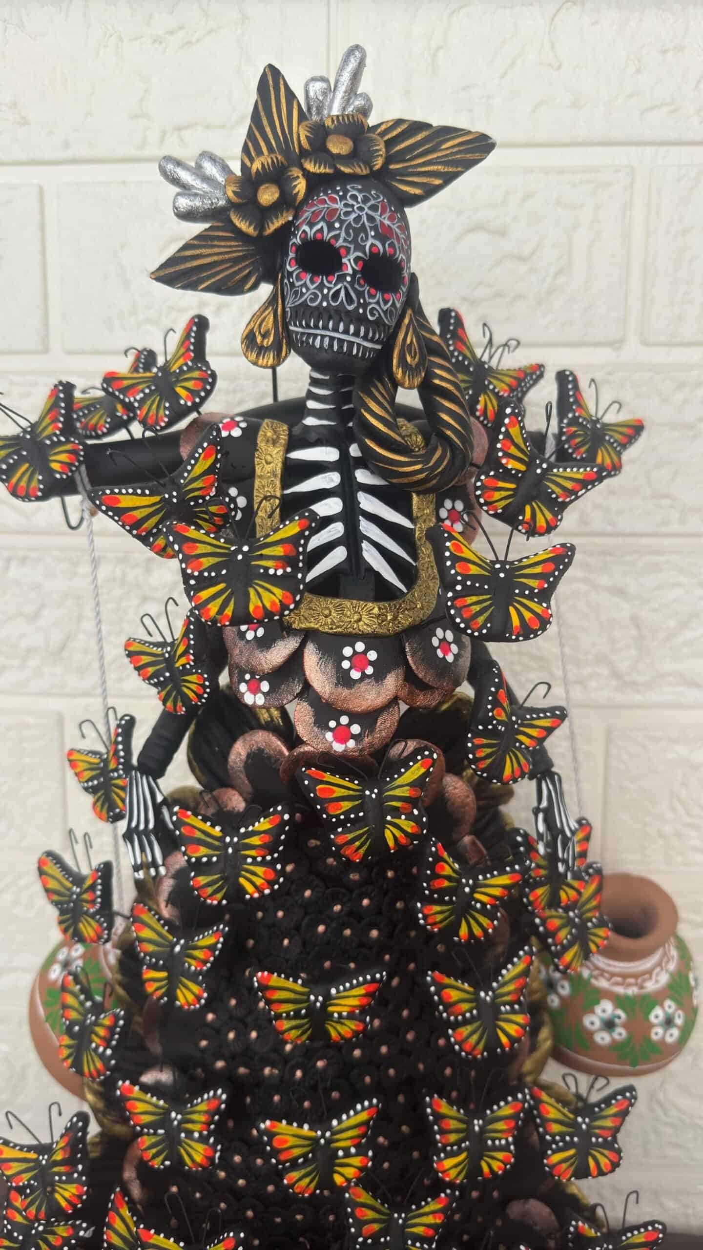 Catrina Skull Frida Kahlo Doll  Michoacan Mexico Made by Artisans Day Of The Dead  Human Skeleton  Mexican Decorations  Sugar Skull 21 6 - Image 2