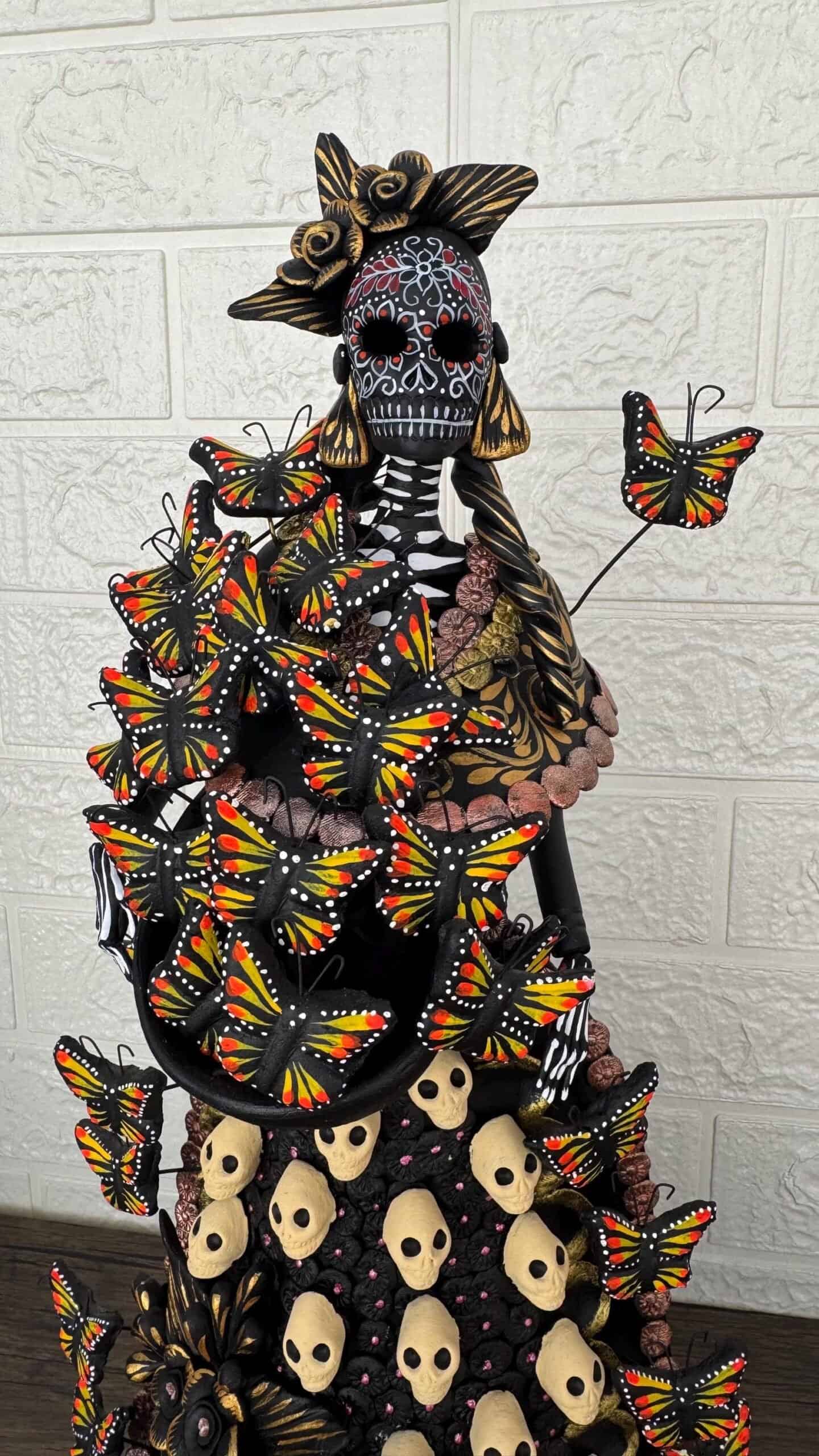 Catrina Skull Frida Kahlo Doll  Michoacan Mexico Made by Artisans Day Of The Dead  Human Skeleton  Mexican Decorations  Sugar Skull 21 6 - Image 2