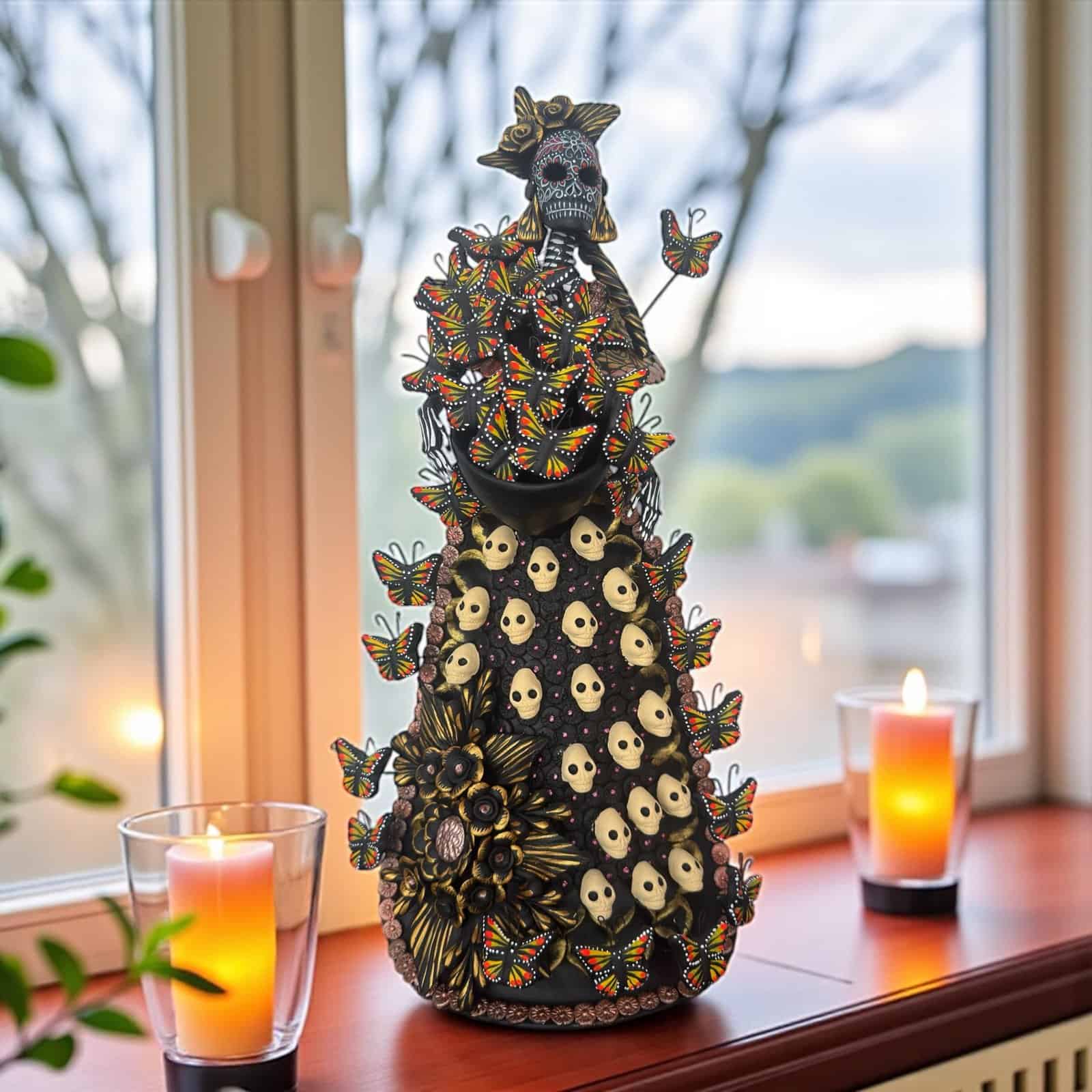 Catrina Skull Frida Kahlo Doll  Michoacan Mexico Made by Artisans Day Of The Dead  Human Skeleton  Mexican Decorations  Sugar Skull 21 6 - Image 1