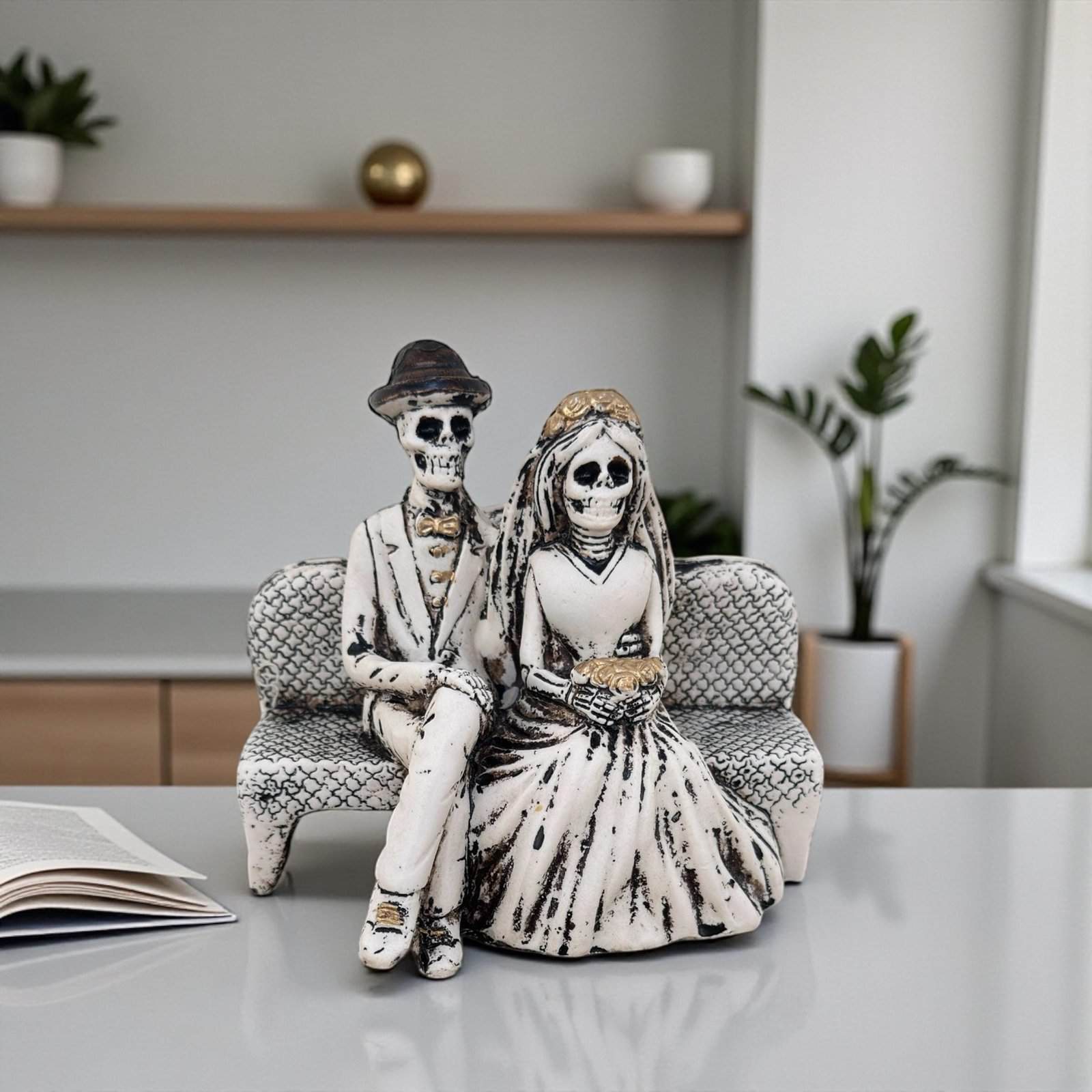 Catrina, Day Of The Dead, Human Skeleton Mexican Catrina, Skull Sculpture, Skeleton Couple, Día De Los Muertos Ofrenda Home Decor - Image 1