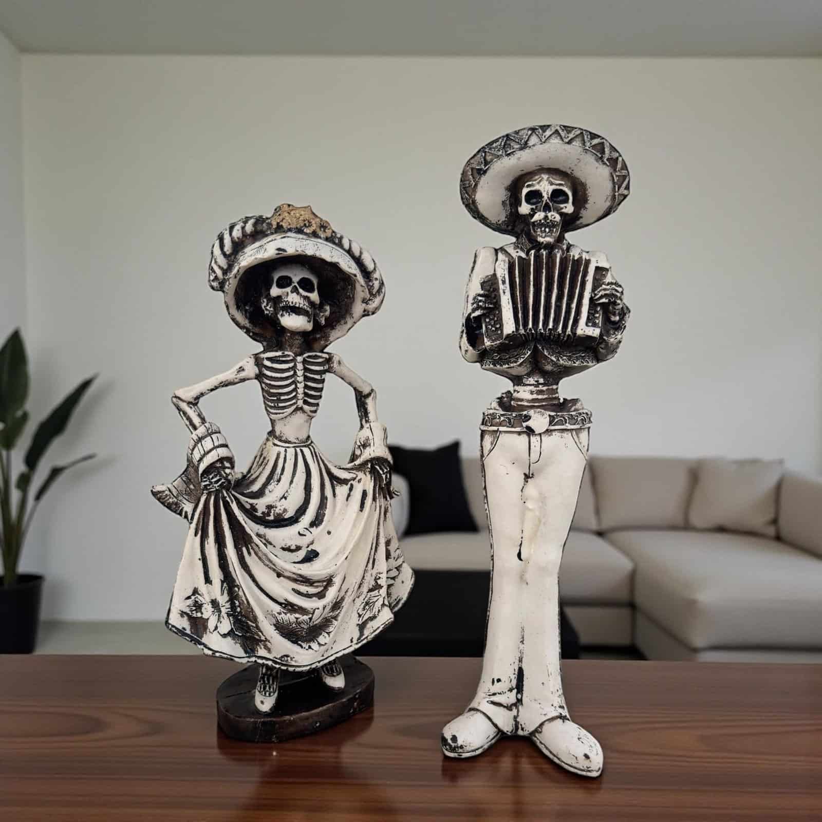 Catrina, Day Of The Dead, Human Skeleton Mexican Catrina, Skull Sculpture, Skeleton Couple (2), Día De Los Muertos Ofrenda Home Decor - Image 1