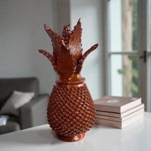 Mexican pottery, Pineapple decor, Mexican decoration, Pineapple sculpture, Glazed clay pineapple, Pottery from Michoacan