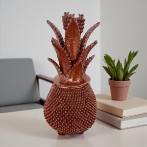 Mexican pottery, Pineapple decor, Mexican decoration, Pineapple sculpture, Glazed clay pineapple, Pottery from Michoacan