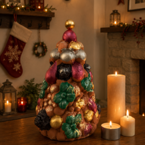 Handcrafted Clay Christmas Tree, Metepec Pottery, Hand Painted Holiday Decor, Folk Art Christmas Decor, Tabletop Tree, Árbol de Navidad
