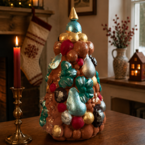 Handcrafted Clay Christmas Tree, Metepec Pottery, Hand Painted Holiday Decor, Folk Art Christmas Decor, Tabletop Tree, Árbol de Navidad