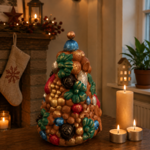 Handcrafted Clay Christmas Tree, Metepec Pottery, Hand Painted Holiday Decor, Folk Art Christmas Decor, Tabletop Tree, Árbol de Navidad