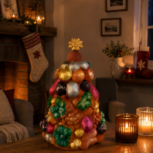 Handcrafted Clay Christmas Tree, Metepec Pottery, Hand Painted Holiday Decor, Folk Art Christmas Decor, Tabletop Tree, Árbol de Navidad