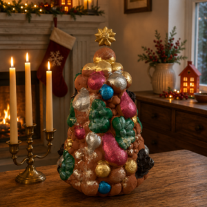 Handcrafted Clay Christmas Tree, Metepec Pottery, Hand Painted Holiday Decor, Folk Art Christmas Decor, Tabletop Tree, Árbol de Navidad