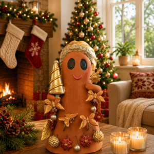 Handmade Mexican Christmas Ghost Sculpture, Clay Holiday Figurine, Metepec Pottery Art, Unique Christmas Home Decor