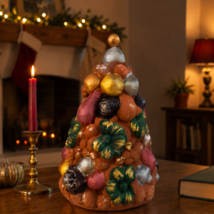 Handcrafted Clay Christmas Tree, Metepec Pottery, Hand Painted Holiday Decor, Folk Art Christmas Decor, Tabletop Tree, Árbol de Navidad