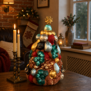 Handcrafted Clay Christmas Tree, Metepec Pottery, Hand Painted Holiday Decor, Folk Art Christmas Decor, Tabletop Tree, Árbol de Navidad