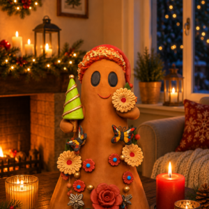 Handmade Mexican Christmas Ghost Sculpture, Clay Holiday Figurine, Metepec Pottery Art, Unique Christmas Home Decor