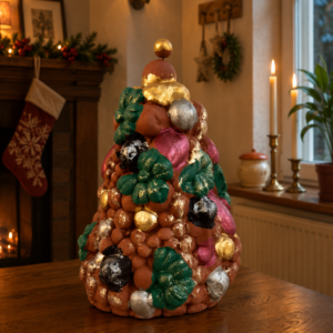 Handcrafted Clay Christmas Tree, Metepec Pottery, Hand Painted Holiday Decor, Folk Art Christmas Decor, Tabletop Tree, Árbol de Navidad