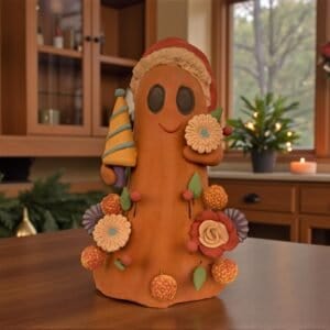 Handmade Mexican Christmas Ghost Sculpture, Clay Holiday Figurine, Metepec Pottery Art, Unique Christmas Home Decor