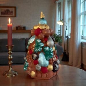 Handcrafted Clay Christmas Tree, Metepec Pottery, Hand Painted Holiday Decor, Folk Art Christmas Decor, Tabletop Tree, Árbol de Navidad