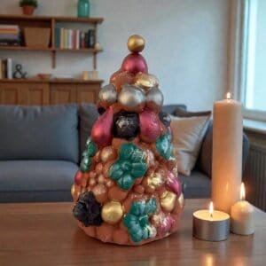 Handcrafted Clay Christmas Tree, Metepec Pottery, Hand Painted Holiday Decor, Folk Art Christmas Decor, Tabletop Tree, Árbol de Navidad