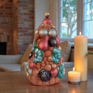 Handcrafted Clay Christmas Tree, Metepec Pottery, Hand Painted Holiday Decor, Folk Art Christmas Decor, Tabletop Tree, Árbol de Navidad
