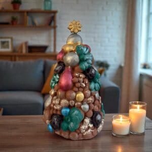 Handcrafted Clay Christmas Tree, Metepec Pottery, Hand Painted Holiday Decor, Folk Art Christmas Decor, Tabletop Tree, Árbol de Navidad