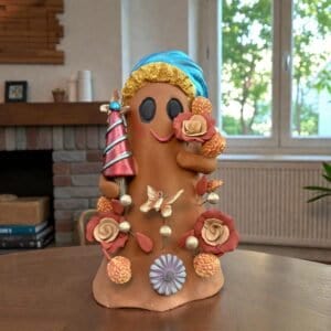 Handmade Mexican Christmas Ghost Sculpture, Clay Holiday Figurine, Metepec Pottery Art, Unique Christmas Home Decor