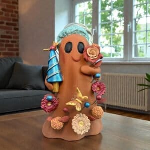 Handmade Mexican Christmas Ghost Sculpture, Clay Holiday Figurine, Metepec Pottery Art, Unique Christmas Home Decor