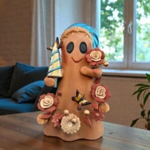 Handmade Mexican Christmas Ghost Sculpture, Clay Holiday Figurine, Metepec Pottery Art, Unique Christmas Home Decor