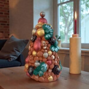Handcrafted Clay Christmas Tree, Metepec Pottery, Hand Painted Holiday Decor, Folk Art Christmas Decor, Tabletop Tree, Árbol de Navidad