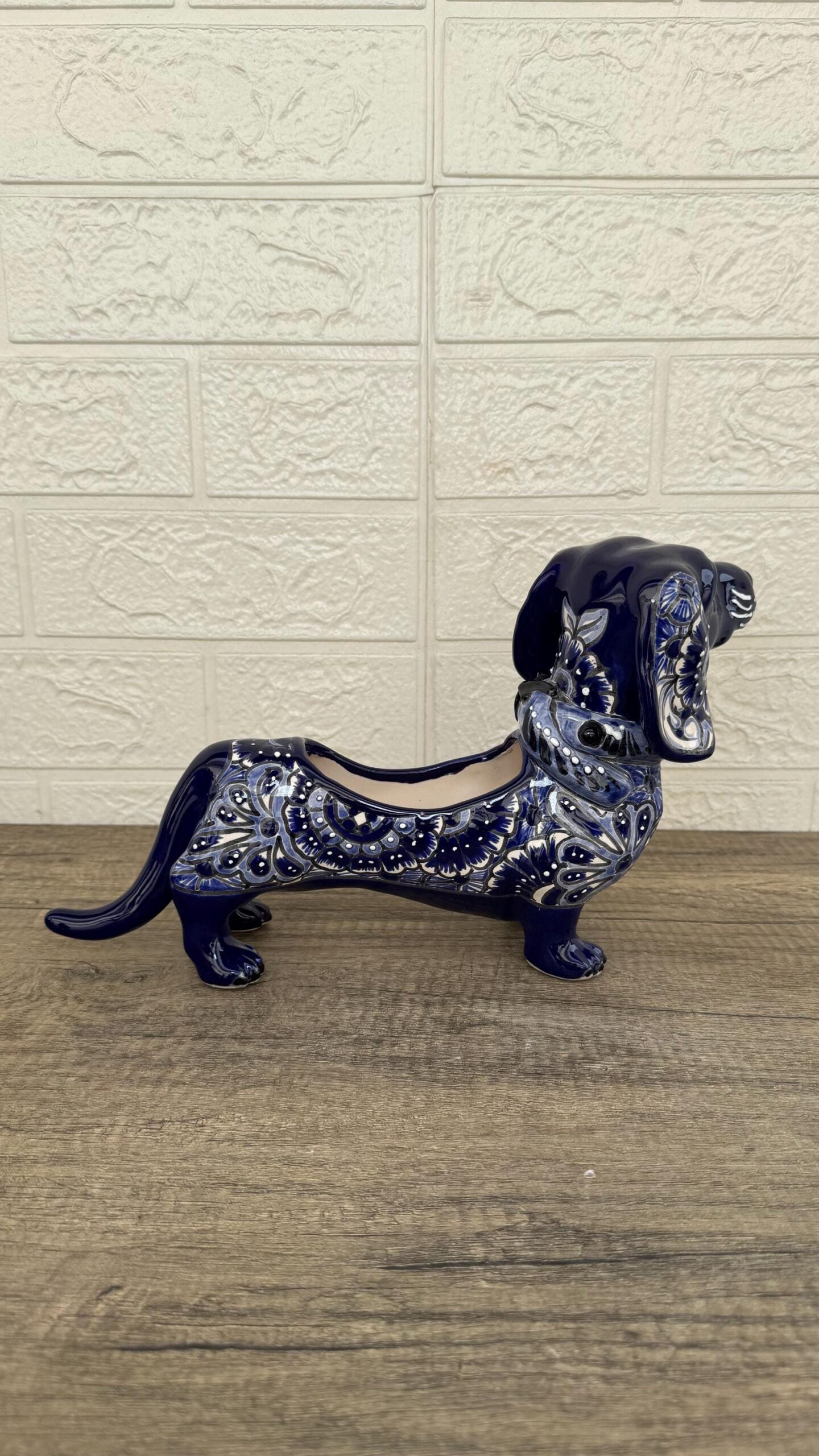 Talavera Dachshund Scupture Planter Pot Ceramic Dog, Talavera Pottery, Puebla Mexican Pottery, Dachshund Statue, Hand Painted  Home Decor - Image 3