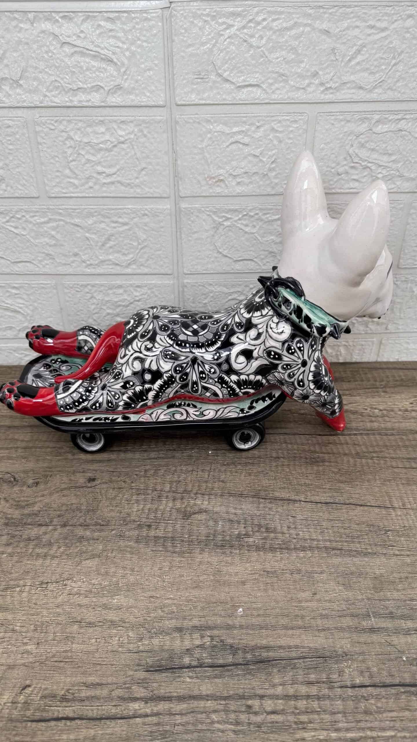 Talavera Bull Terrier Sculpture  Ceramic Dog, Talavera Pottery, Puebla Mexican Pottery, Bull Terrier Statue, Handmade And Hand Painted - Image 3