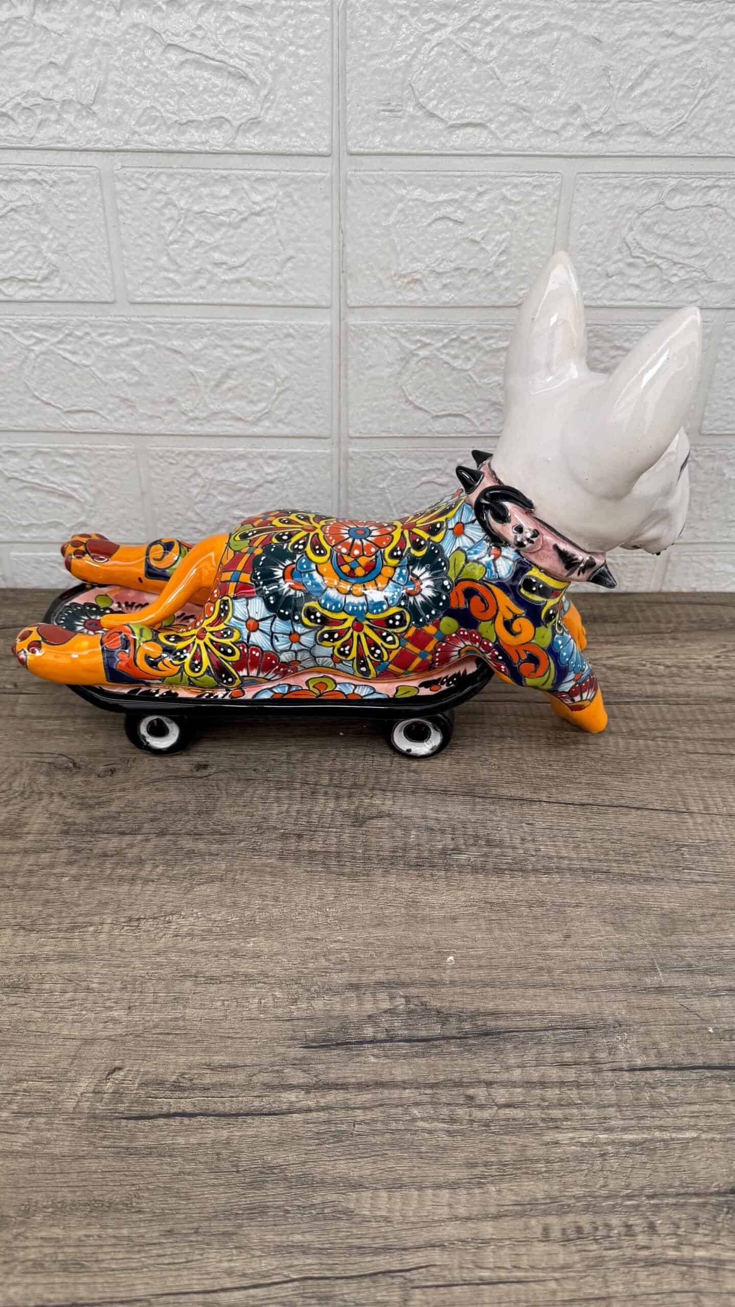 Talavera Bull Terrier Sculpture  Ceramic Dog, Talavera Pottery, Puebla Mexican Pottery, Bull Terrier Statue, Handmade And Hand Painted - Image 3