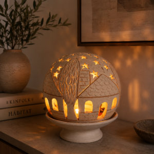 Hand Carved Clay Luminary, Mexican Terracotta Candle Holder, Handmade Geometric Lamp, Oaxaca Artisan Home Decor Santa María Atzompa