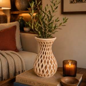 Handmade Clay Vase Santa María Atzompa Oaxaca, White And Brown Mexican Pottery, Rustic Boho Home Decor, Ceramic Planter Or Candle Holder