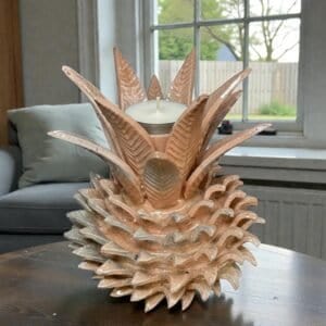 Candle Holder Mexican pottery, Pineapple decor, Mexican decoration, Pineapple sculpture, Glazed clay pineapple, Pottery from Michoacan