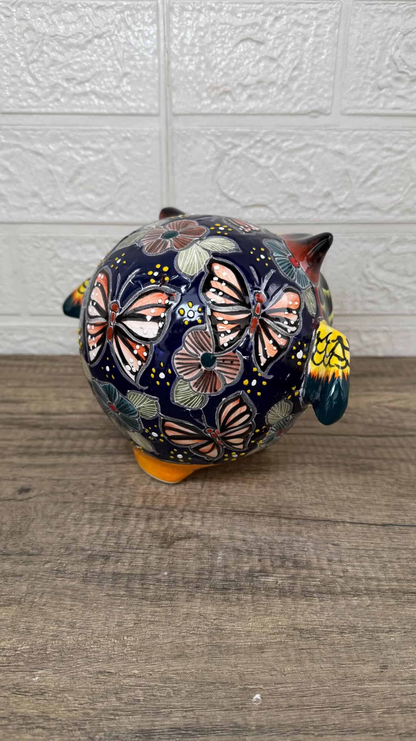 Talavera Owl Figurine  Handmade Ceramic Pottery Artisan Decorative Bird from Puebla  Hand Painted Folk Art  Home Decor Boho Animal Sculpture - Image 2