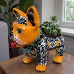 Talavera French Bulldog Planter Pot Sculpture Ceramic Dog, Talavera Pottery, Puebla Pottery, French Bulldog Statue, Handmade  Hand Painted